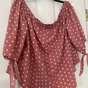 Zaful Pink Polka Dot Blouse